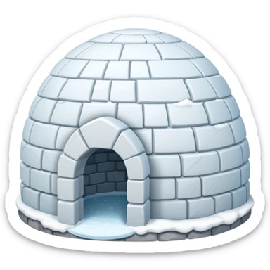 igloo with snow covered half of the top sticker