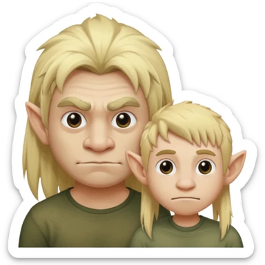 ugly troll with blonde long hair next to short twink with short blonde hair sticker