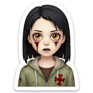 zombie girl with straight hair and brown eyes sticker