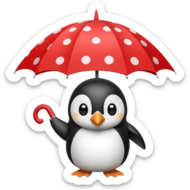 Penguin with red polka-dot umbrella sticker