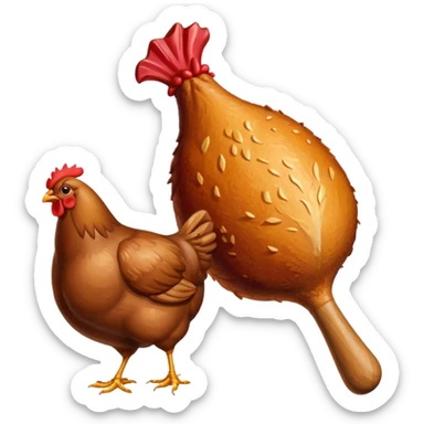 a steak shape beside a stylized chicken drumstick sticker