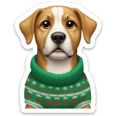 Dog with chistmass sweter sticker