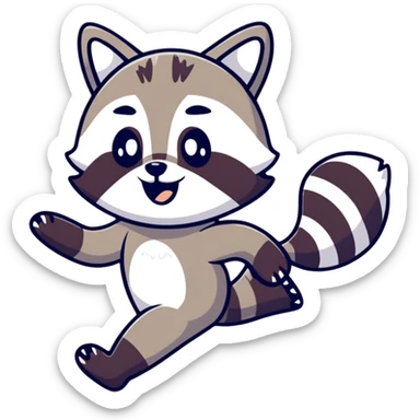 raccoon running sticker