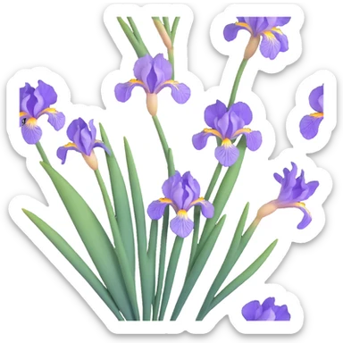 Traditional Japanese iris (hanashobu) depicted in sumi-e ink painting style, with graceful brush strokes, subtle gradient colors, and minimalist zen aesthetic sticker