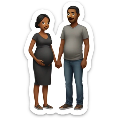 A pregnant woman with her husband  sticker