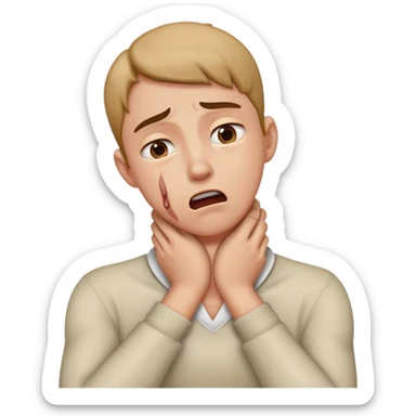 person with hands on neck chocking themselves sticker