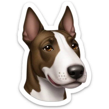 Brindle bullterrier front view face uneven face spots sticker