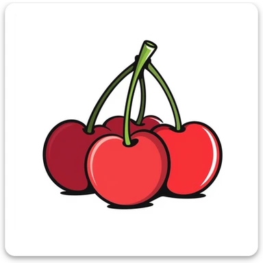 Hand-drawn cluster of red cherries with stems sticker