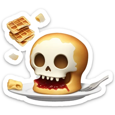 Skull Emoji eating Pancakes and Waffles and Exploding his Head sticker