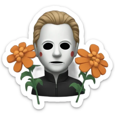 Michael myers with flowers sticker