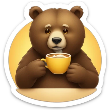 Bear sipping coffee sticker