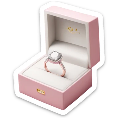 luxury all white diamond ring inside light pink elegance box sticker