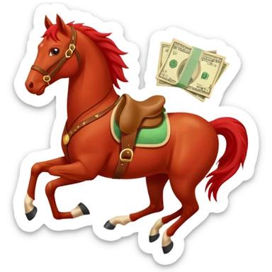 red horse agressive running money on the saddle text “ZGI” on leg sticker