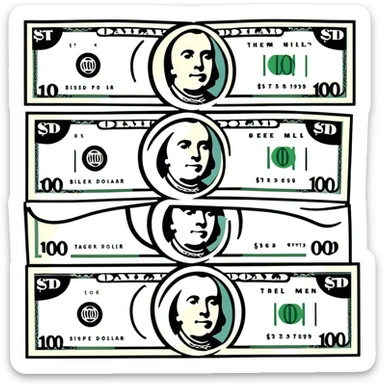 three 100 dollar bills sticker