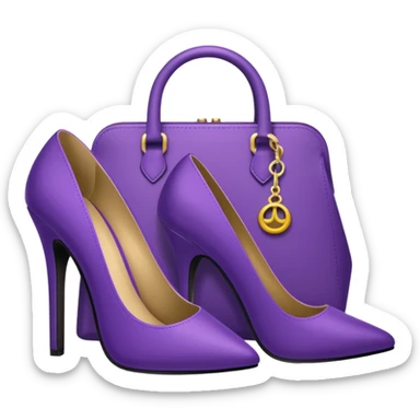royal purple heels, cosmetics and bag emojis sticker