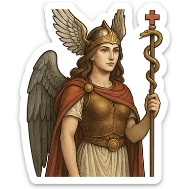 A Valkyrie holding a healing staff, blending Norse mythology with medical symbolism sticker