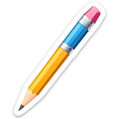 icon for Illustration hobbie, pencil and paintbrush on paper, colorful sketch, simple lines, minimalistic style, transparent background. sticker