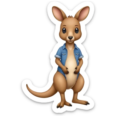 Kangaroo with blue jeans  sticker