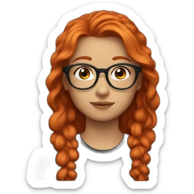 Red haired girl glasses black shirt sticker