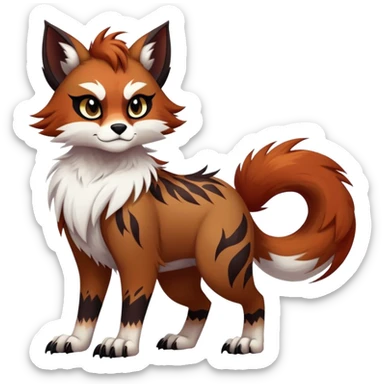 edgy badass cool Falvie-Fionbri-creature-fursona, full body, with random markings sticker