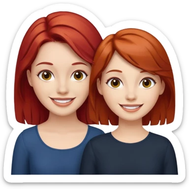 red hair lady and brunette girl smiling sticker