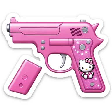 Pink sparkly, hello Kitty gun sticker