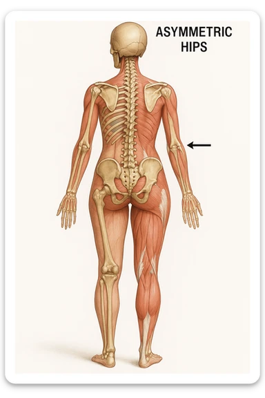 Donna vista anatomicamente con fianchi asimmetrici sticker