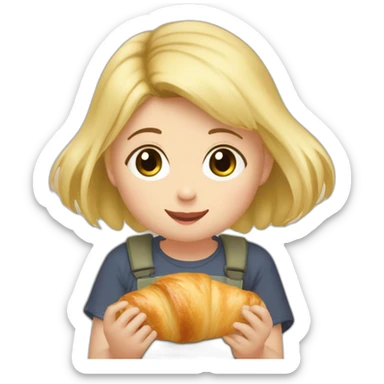 Tête bébé fille blonde qui mange un croissant avec totoro  sticker