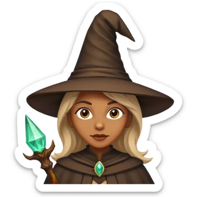 light brown skin witch with hat sticker