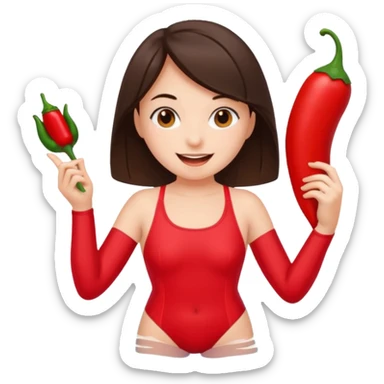 langrennski, bading, brunette, jente, chili, glad, baddrakt sticker