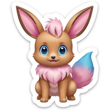 Kawaii Shiny Colorful Pastel Eevee Full Body sticker
