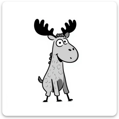 Hand drawn doodle style moose sticker