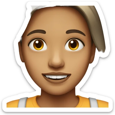 girl with top lip tucked in and teeth showing  sticker