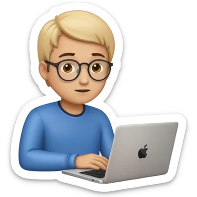 programmer emoji with laptop, pondering, no thought bubble sticker