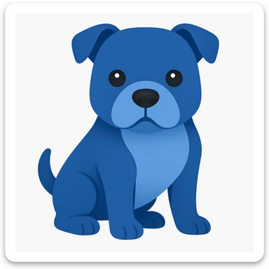 Create an emoji style illustration of a Staffordshire Bull Terrier in blue color. The style should resemble apple style emojis with concise details and no text. sticker