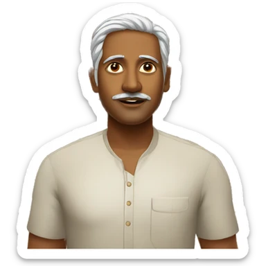 A south indian man standing in front of a templr sticker