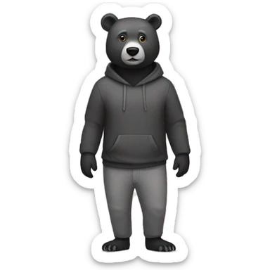 black and grey bear full body sticker