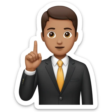 Person in business attire showing one finger pointing up sticker