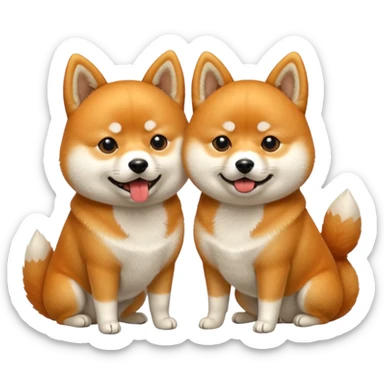 Two Shiba Inus, one is orange the other white, visibly arguing sticker