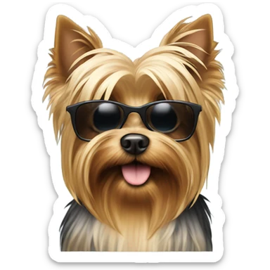 Yorkshire terrier with sunglasses sticker
