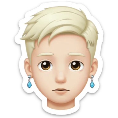 portrait of a boy with earring white piel o tono de piel white sticker