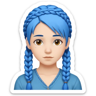 blue hair with braids sticker