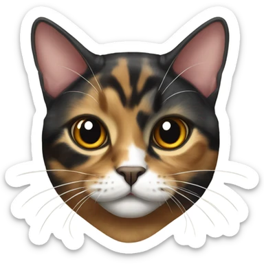 Tortie cat with a split face  sticker