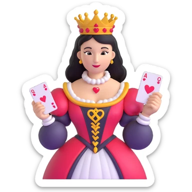Queen of Hearts from Alice in Wonderland, holding a playing card sticker