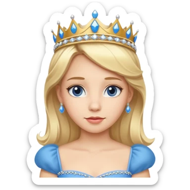 Princess in Blue Dress with Tiara, Blonde Hair sticker