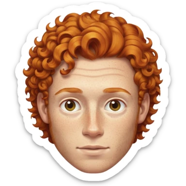 Man with ginger curls and freckles sticker