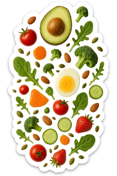 CIBO SANO CHE CADE VERTICALMENTE DALL'ALTO, IPERREALISTICO DALL'ALTO sticker