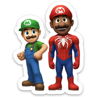 Mario with spider-man sticker