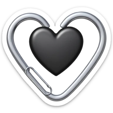 one silver paper clip with a black heart in the middle sticker