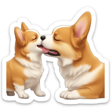 Corgi kissing a baby sticker